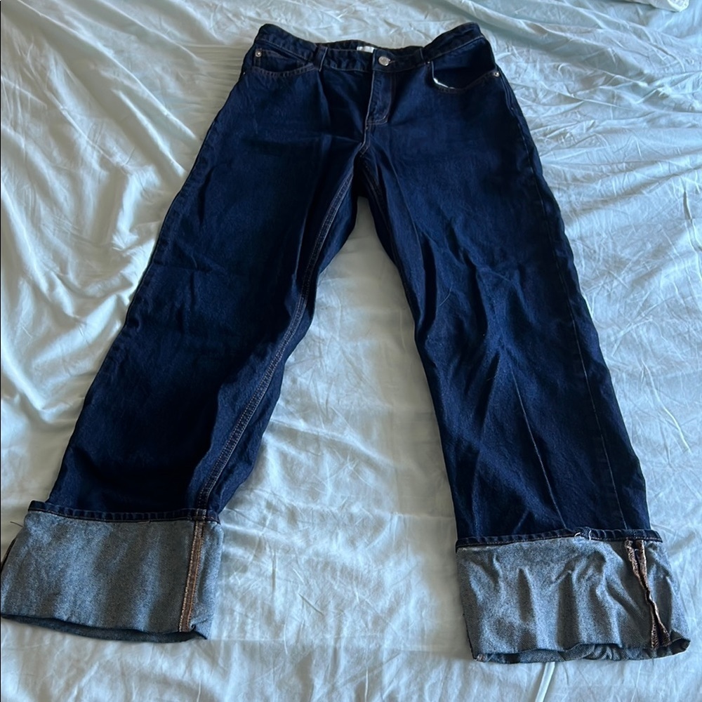 H&M Dark Blue Cuffed Jeans